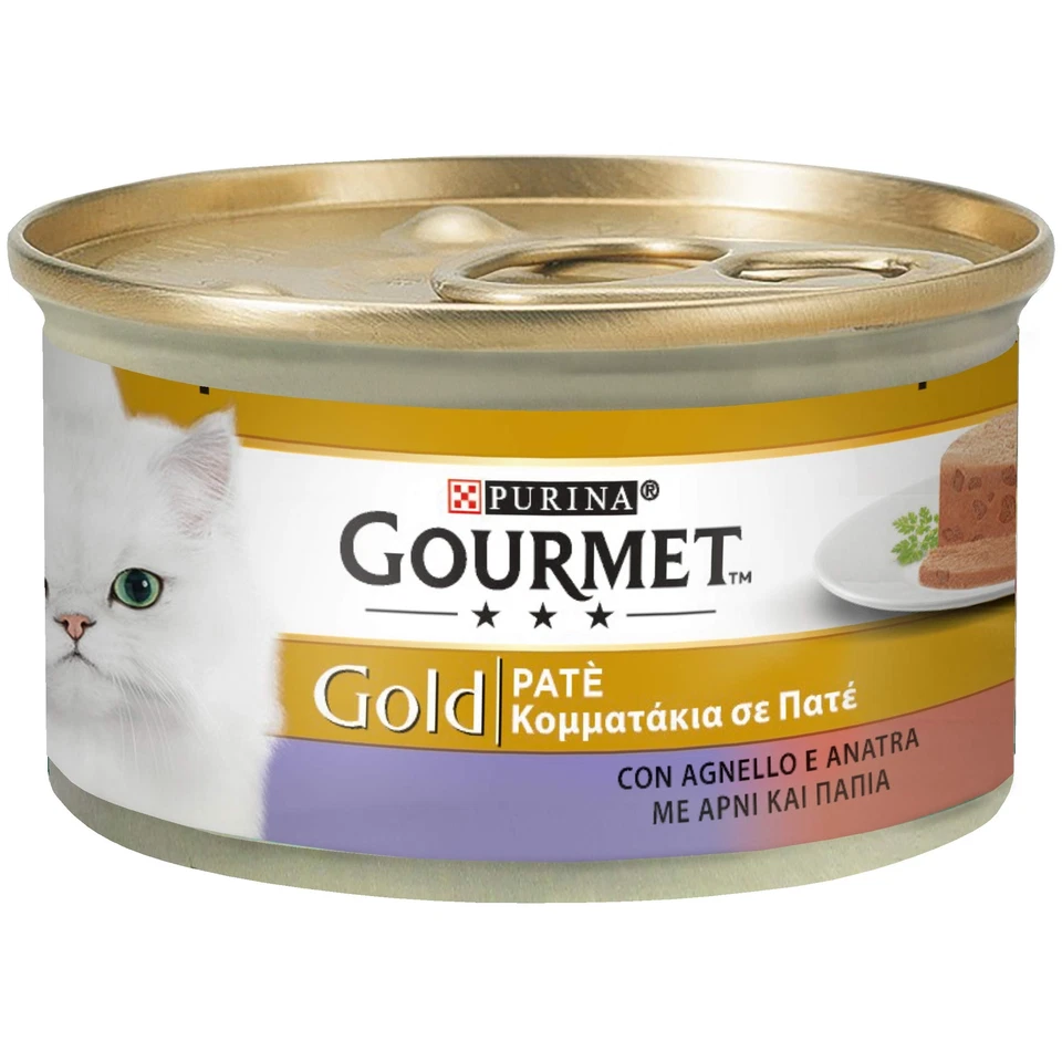 Purina Gold Pastete Feuchte Katze Lamm und Ente 24 Dosen à 85 g - Bild 1 von 3