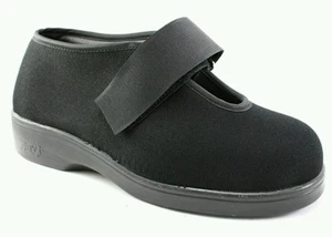NEW Apex Ambulator Stretchable MENS Single Strap Shoe 9.5/10 WIDE Black SPANDEX - Picture 1 of 7