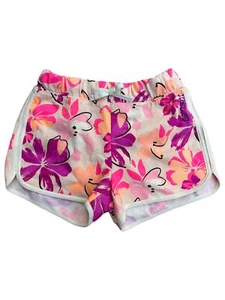 Justice Girls Pink Coral Orange Peach Floral Flowers Sweat Shorts L (12/14) - Picture 1 of 1