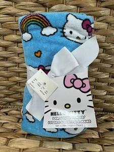 Sanrio Hello Kitty 2pz Asciugamani Blu Cuori Arcobaleno Decorazione Bagno NUOVO - Foto 1 di 4