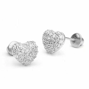 1.75Ct Heart Shape Round Cut Lab Created Diamond Earrings 14k White Gold Finish - Picture 1 of 7