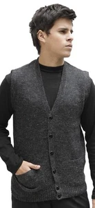 Chaleco de golf para hombre suave de lana de alpaca tejido cuello en V con botones - Imagen 1 de 84