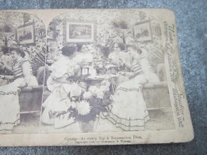 Gossip - At Every Sip A Reputation Dies Underwood Stereoview Card - Picture 1 of 3