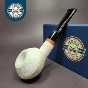 MBSD Meerschaum Deluxe Squat Rhodesian Block Meerschaum Pipe Briar-Mortise - Picture 1 of 10