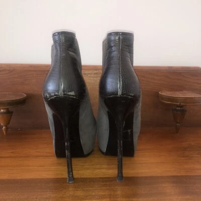 BOTINES YSL TRITTOO PLATAFORMA CUERO NEGRO STILETTO MUJER TALLA 39.5 ¡LO ÚLTIMO! Foto 1 de 4