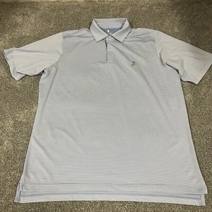 FG Tech Winged Foot Shirt Mens XL Blue Striped Golf Polo Short Sleeve Club Logo - Picture 1 of 10
