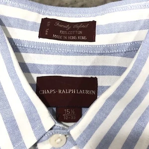 Chaps Ralph Lauren Trinity Oxford Azul Abotonado Manga Larga 15 1/2 32-33 De Colección - Imagen 1 de 13