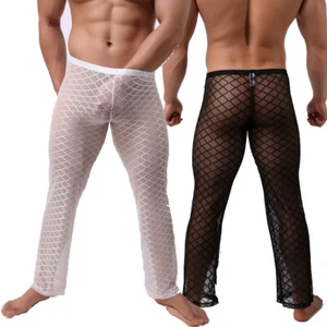 Sexy Para Hombre Pijama Pantalones Malla Red de Pesca Ver A Través Para Dormir Ropa Interior Hombre - Imagen 1 de 31