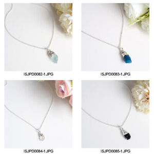 Raw Aquamarine Pendant Necklace 925 Sterling Silver Women Gift Gemstone Jewelry