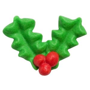 Christmas Holly and Berry Sugar Pipings x 10 Edible Cake Decorations