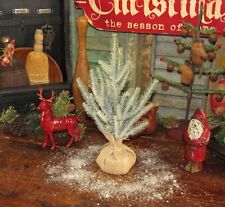 Primitive Antique Vtg Style Artificial Faux Pine 12" Snow Flocked Christmas Tree