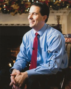 Scott Walker REAL hand SIGNED 8x10" Photo #1 COA Republican Governor GOP - Picture 1 of 2