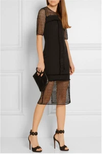 Vestido de encaje a ganchillo crepé con flecos Katnesa negro para mujer By Malene Birger 36 UK 8 - Imagen 1 de 5