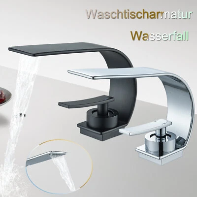 Waschtischarmatur Bad Wasserhahn Wasserfall Waschbecken Mischbatterie Armatur DE - Bild 1 von 4