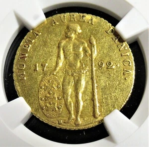 Denmark: Christian VII 1792 Gold Ducat Specie KM-650 NGC AU-58. - Picture 1 of 4