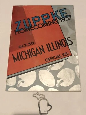 1937 Michigan @ Illinois Fighting Illini Original Football Program UM UofM FR+ - Image 1 of 4