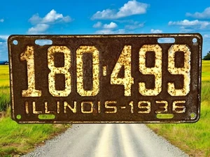 Placa de matrícula de coche Illinois 1936 sólida moteada con óxido - Imagen 1 de 5
