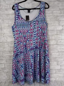 Vestido tórrido tejido de buceo ajuste acampanado camiseta sin mangas para mujer 1 (1X) estampado múltiple complejo de vacaciones - Imagen 1 de 8