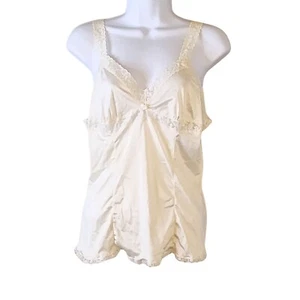 Vintage 70s Babydoll Tank Top Size S Delicate Feminine Coquette Cream Lace Cami - Picture 1 of 7