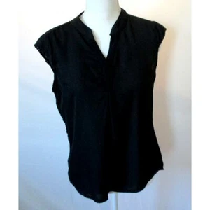 Bongo Women's Cap Sleeve Black Button Front Blouse Size Medium - Picture 1 of 8