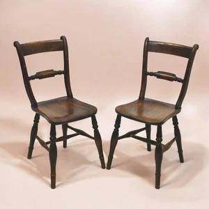 2 Antique Kitchen Chairs Knife Back Supports Georgian Country FREE UK Delivery - Picture 1 of 23