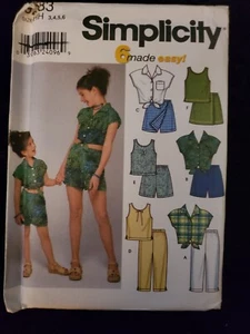 Pantalones cortos Simplicity 9283 para niñas talla 3-4-5-6 patrón de costura sin cortar - Imagen 1 de 2