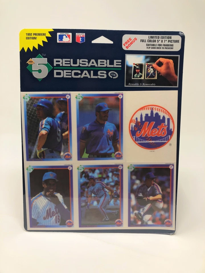 New York Mets 1992 High 5 Reusable Decals In Package Doc Gooden David Cone HoJo - Image 1 of 2
