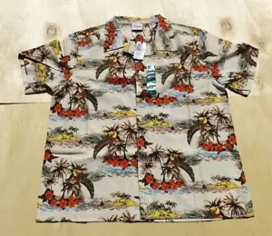 Neu hawaiianisches Herrenhemd barfuß im Paradies Palm Toucan khaki Größe Large-XXLarge - Bild 1 von 5