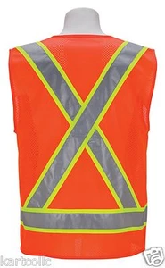 CHALECO DE SEGURIDAD DE MALLA 3A CLASE 2 - PATRÓN X - NARANJA - GRANDE - Imagen 1 de 2