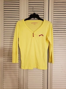 Margaritaville Henley Top Womens Small Casual Knit Yellow Cotton Ladies V Neck - Picture 1 of 4