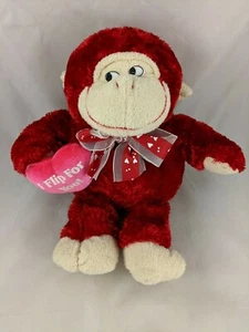 Peluche Dan Dee Red Monkey Ape Chimpancé I Flip For You Heart 12 pulgadas Día de San Valentín - Imagen 1 de 7