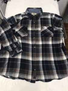 Leggendaria camicia bianca manica lunga quadri flanella donna 2XL cotone blu - Foto 1 di 13