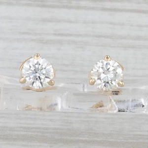 1.11ctw Diamond Solitaire Stud Earrings 14k Yellow Gold Round Studs GIA - Picture 1 of 8