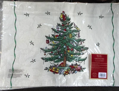 Set of 8 Brand New SPODE Christmas Tree Cotton Blend Placemats 13"x19" - Image 1 of 4