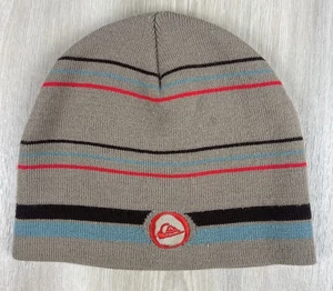 Vintage Y2K Quicksilver Ribbed Striped Knit Beanie Cap Hat 100% Acrylic - Picture 1 of 9