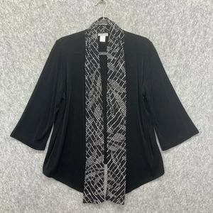 Chicos 2 Travelers Slinky Strick Cardigan Jacke Damen Large schwarz mit transparentem Besatz - Bild 1 von 7