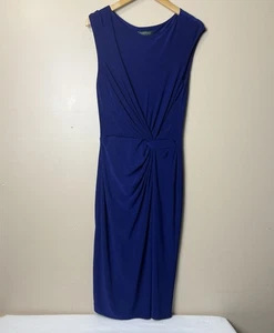 Lauren Ralph Lauren Damen Cocktailkleid royalblau Gr. 6 vorne drapiert elegant - Bild 1 von 15