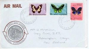 FDC Papua New Guinea Decimal Currency with 3 Butterfly stamps - Picture 1 of 2