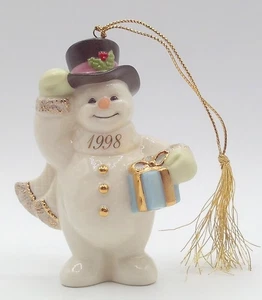 Vintage 1998 Lenox Snowman Ornament 4" Tall - Picture 1 of 8