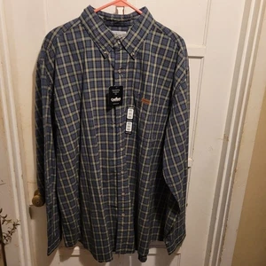 Carhartt 2xl Tall Kariertes Langarm Hemd Blau Gold Neu mit Etikett - Bild 1 von 12