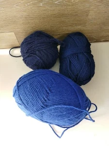 Blue Scrap Yarn 4 Worsted weight Lot of 3 - Picture 1 of 4
