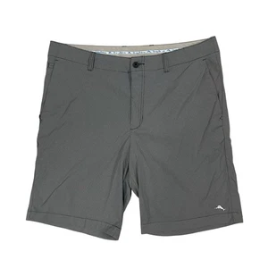 Tommy Bahama Shorts Mens 38 Gray Performance Stretch Golf Zip Pocket Herringbone - Picture 1 of 10