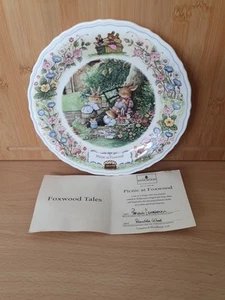 WEDGWOOD PICNIC AT FOXWOOD BRIAN PATERSON FLORAL CHINA PLATE FOXWOOD TALES - Picture 1 of 9