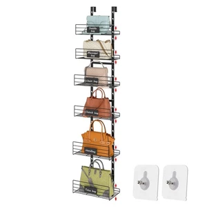 Hanging Purse Handbag Organizer Rack with Name Plate, Over The Door Detachabl... - Picture 1 of 9