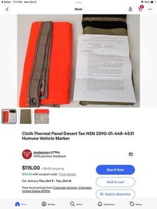 Army Cloth Thermal Panel, Orange One Side- Desert Tan Other, 2590-01-448-4531 - Picture 1 of 7