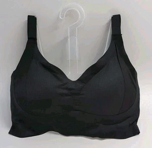 Seamless Supportive V Neck Full Coverage Wireless Push Up Bralette Large Black - Picture 1 of 8