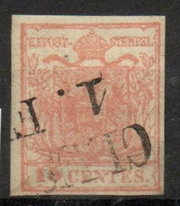 1854 LOMBARDO VENETO N.20d ROSA SALMONE STAMPA MOLTO CONFUSA USATO SPL - Foto 1 di 1