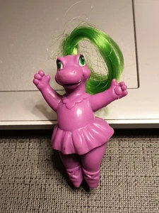 Vtg Ballerina DARLIN DINOS, 1992, 2” tall, Purple With Green Hair - Picture 1 of 3