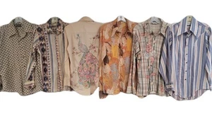 LOT OF 52 VINTAGE SHIRTS VTG 60s 70s POLY COTTON GEEK DISCO DAGGER NOVELTY - Picture 1 of 24