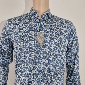Luchiano Visconti Black Men's Shirt Size S Long Sleeve Blue Skull (61) - Picture 1 of 9
